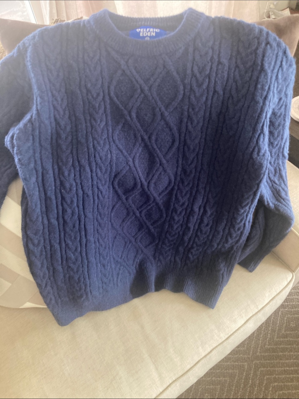 Aelfric Eden navy blue cable knit sweater oversized